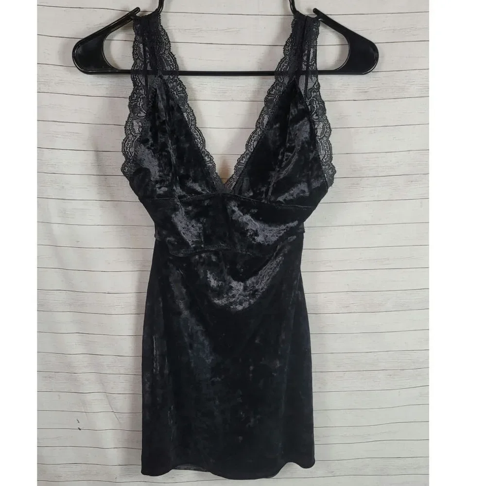 Free People Women's Viper Velvet Bodycon Dress in Black, sz XS